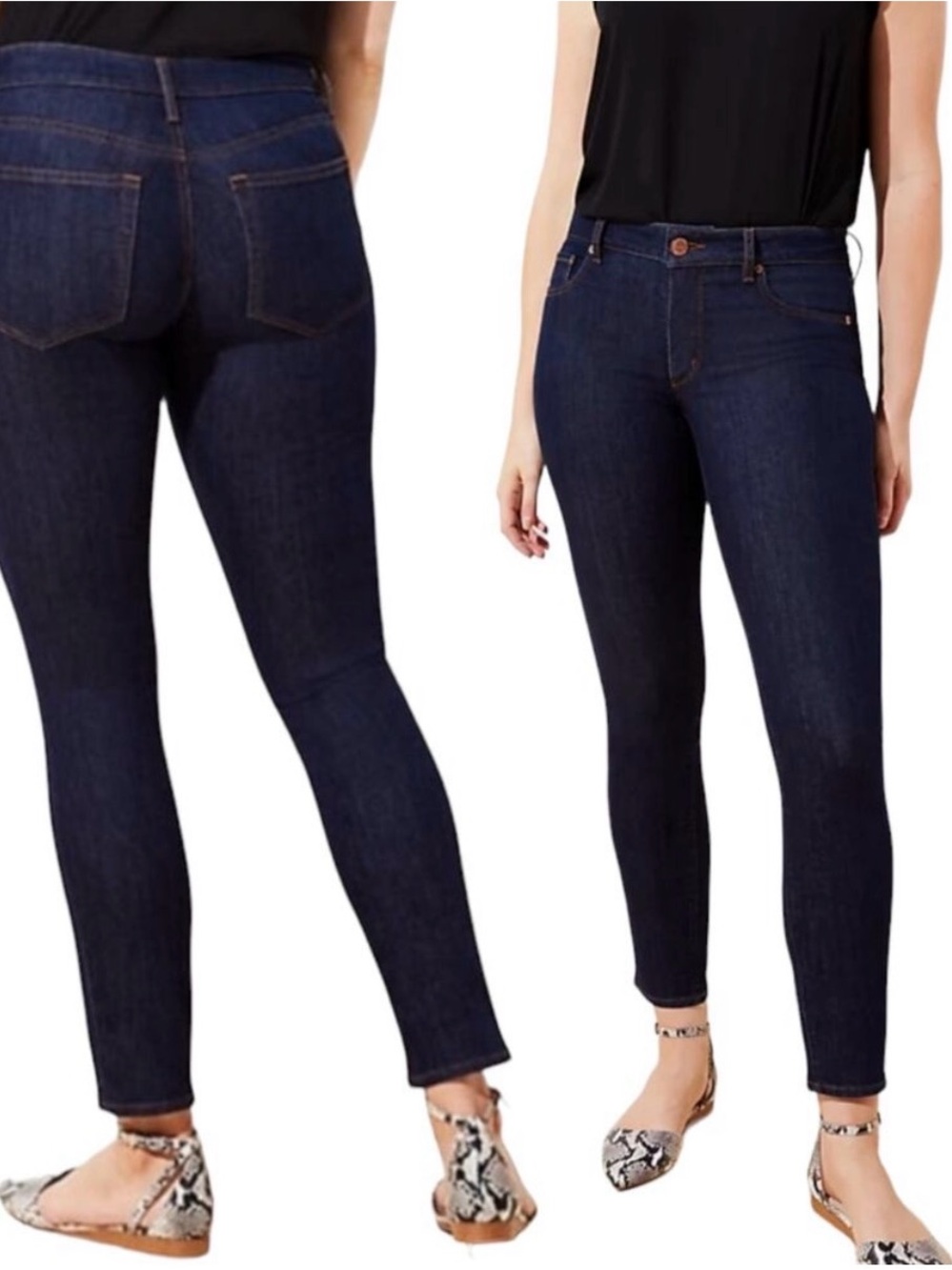 Ann Taylor LOFT Modern Skinny Dark Wash Indigo Stretch Mid Rise Jeans Sz 31 /12P